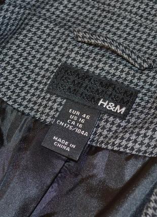 Брендовый серый пиджак жакет блейзер h&m вискоза принт гусиная лапка3 фото