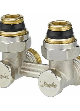Клапан угловой danfoss rlv-ks н-образный, вход 1/2" - выход 3/4", латунь, никель