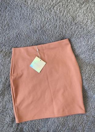 Новая юбка s/m missguided персиковая розовая мини юбка с высокой посадкой