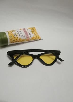 Окуляри жовті сонцезахисні очки кошечки желтые солнцезащитные лисички ретро4 фото