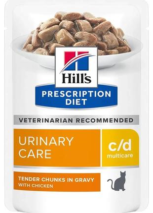 Hill’s prescription diet c/d влажный корм для кошек, уход за мочевыделительной системой, с курицей, пауч, 85 г