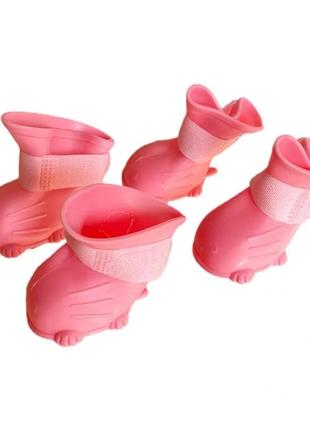 Резиновая обувь для собак на липучке розовая s5 фото