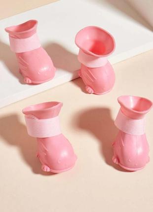 Резиновая обувь для собак на липучке розовая s1 фото