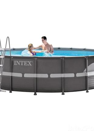 Каркасний басейн intex 26330 - 1,549 х 132 см (драбина, тент, підстилка)