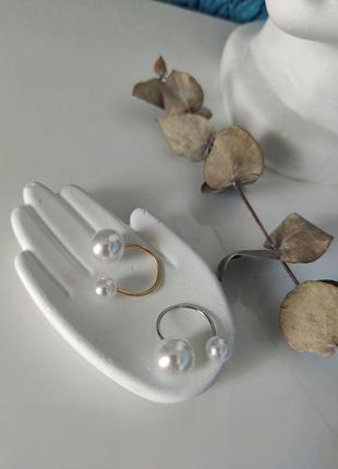 Кольцо под серебро жемчужина, жемчуг, бижутерия аксессуары золото и серебро2 фото