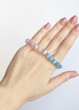 Розово-голубой браслет из натурального камня (модель №348) jk jewelry2 фото