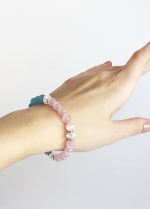 Розово-голубой браслет из натурального камня (модель №348) jk jewelry3 фото