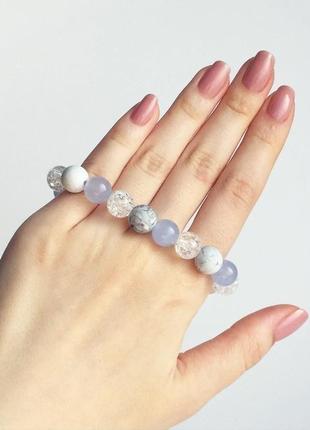 Браслет из аквамарина, горного хрусталя  и кахолонга (модель № 452) jk jewelry3 фото