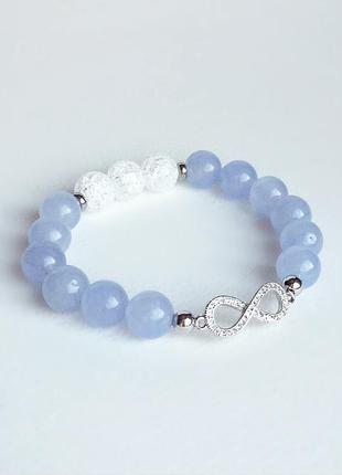 Браслет из аквамарина и горного хрусталя (модель № 454) jk jewelry