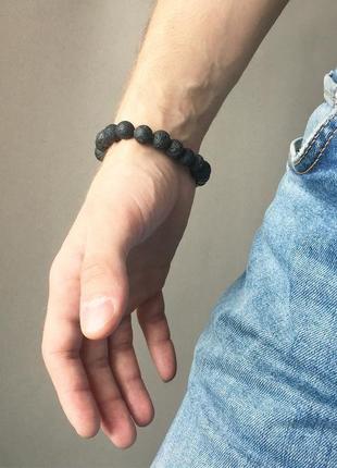 Чоловічий браслет з вулканічної лави і гематиту (модель № 203) jk jewelry4 фото