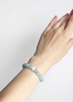 Браслет из ментолового амазонита и горного хрусталя (модель № 461) jk jewelry