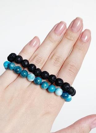 Сет браслетів з апатиту і выулканической лави (модель № 532, № 533, № 534) jk jewelry3 фото