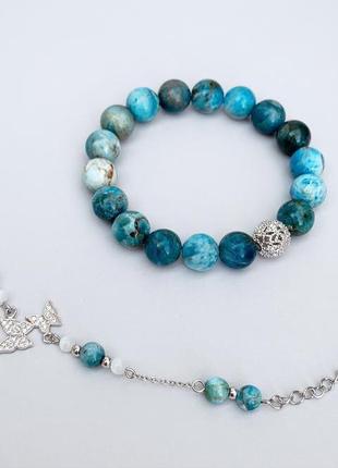 Сет браслетів з синього апатиту (модель № 521, № 522) jk jewelry2 фото