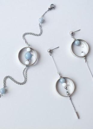 Комплект сережки + браслет в стилі "геометрія" (модель № 545, 546) jk jewelry