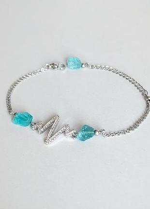 Браслет з необробленими кристалами блакитного апатиту (модель № 551) jk jewelry