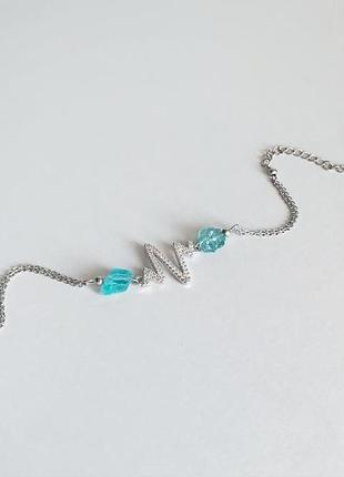 Браслет з необробленими кристалами блакитного апатиту (модель № 551) jk jewelry3 фото