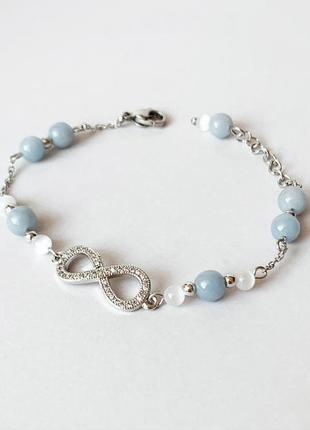 Браслет з ангелита і гірського кришталю (модель № 562) jk jewelry