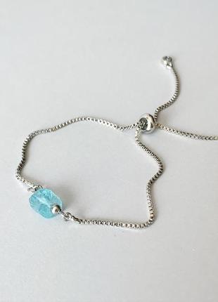 Тонкий браслет-ланцюжок з кристалом блакитного апатиту (модель № 572) jk jewelry