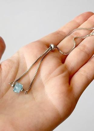 Тонкий браслет-ланцюжок з кристалом блакитного апатиту (модель № 572) jk jewelry4 фото