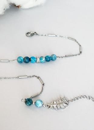 Браслет-чокер з блакитним апатитом синій браслет браслет-намотування (модель № 297) jk jewelry4 фото