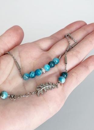 Браслет-чокер з блакитним апатитом синій браслет браслет-намотування (модель № 297) jk jewelry5 фото