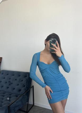 Жіноча сукня міні calliope (лазурна/блакитна)1 фото