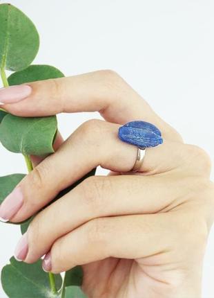 Кольцо с натуральным кианитом минимализм синий кианит кольцо подарок девушке (модель №610) jkjewelry3 фото
