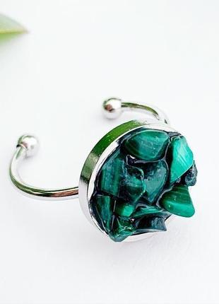 Кольцо с кристаллами изумрудного малахита зелёное колечко подарок девушке (модель № 618) jk jewelry4 фото