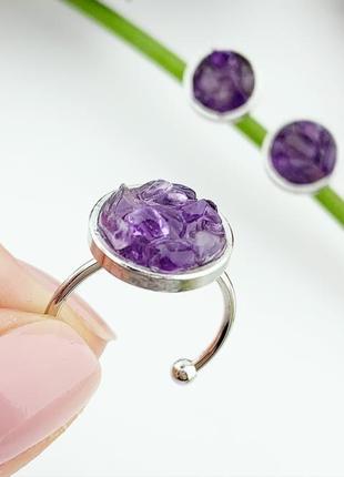 Сережки гвоздики з кристалами аметисту мінімалізм подарунок дівчині (модель № 631) jk jewelry10 фото