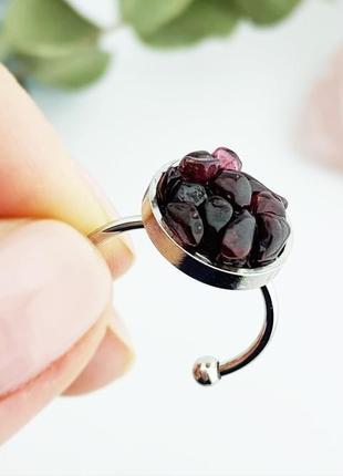 Кольцо минимализм с кристаллами граната подарок девушке гранатовое кольцо (модель № 643) jk jewelry