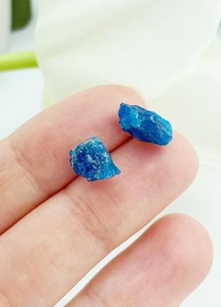 Серьги гвоздики с кристаллами синего апатита минимализм подарок девушке  (модель № 660) jk jewelry5 фото
