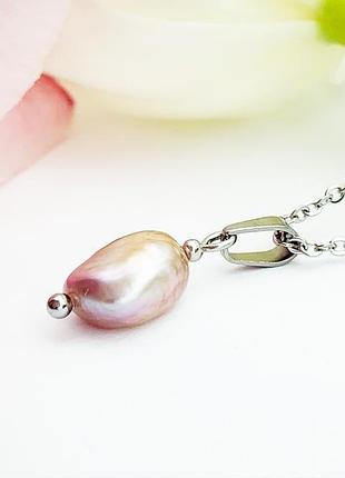 Подвеска в стиле минимализм с речным жемчугом подарок девушке кулон жемчуг (модель № 672) jk jewelry