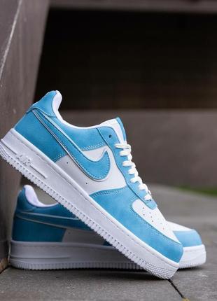 Мужские кроссовки nike air force white blue5 фото