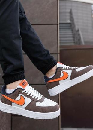 Мужские кроссовки nike air force brown white orange3 фото