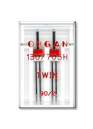 Иглы швейные двойные универсальные organ twin №90/2 пластиковый бокс для бытовых швейных машин (7042)