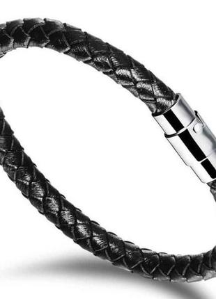 Мужской кожаный браслет primo collar с магнитной застежкой - black