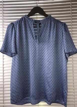 Рубашка блуза new look легкий короткий рукав голубая1 фото