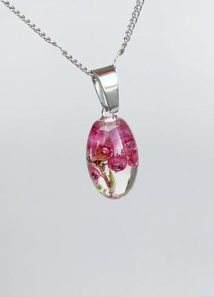 Маленька підвіска-бочонок з вересом. прикраси з квітів. (модель № 2509) glassy flowers