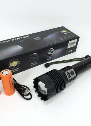 Yui ліхтар акумуляторний bailong bl-g201-p360, алюмінієвий корпус, з функцією павербанку, якісний ліхтарик