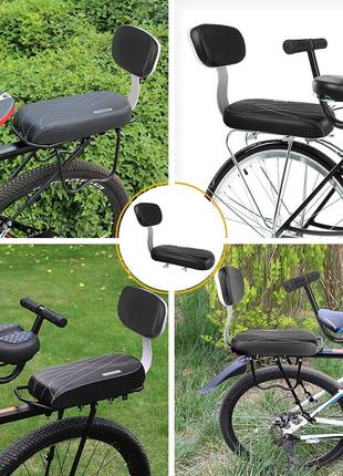 Сидіння для дитини на багажник велосипеда з підніжками та спинкою saddle sd01 black/white7 фото