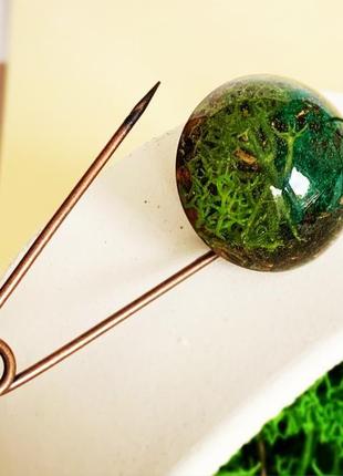 Мох брошь-булавка с зелёным мхом английская булавка с лесным мхом (модель № 1512) glassy flowers5 фото