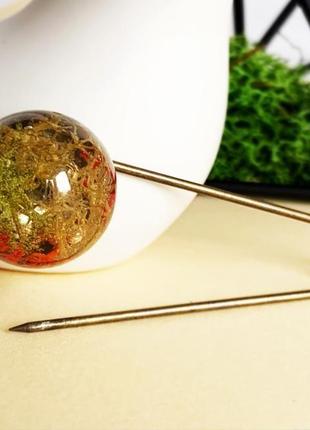 Мох брошка-шпилька з зеленим мохом англійська шпилька з лісовим мохом (модель № 1510) glassy flowers4 фото