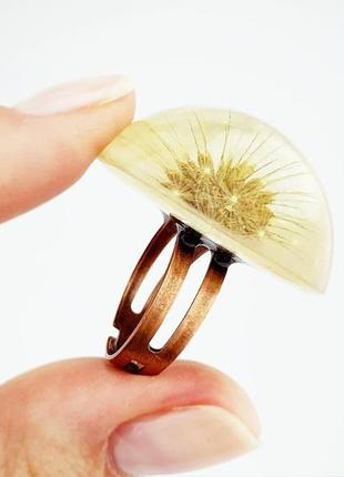 Кольцо с одуванчиком медное кольцо украшения с цветами подарок девушке(модель № 2816) glassy flowers1 фото