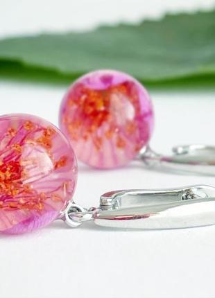 Серьги с цветами розового жасмина украшения с жасмином (модель № 2871) glassy flowers6 фото