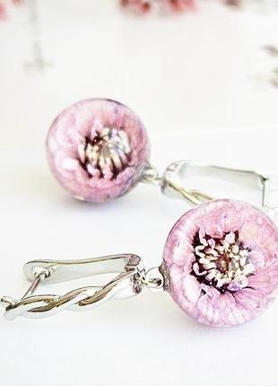 Сережки зі справжніми кольорами перлини подарунок на 8 березня мамі (модель No 2893) glassy flowers6 фото
