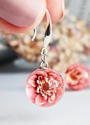 Зефирные серьги с цветами жемчужницы сакура подарок на 8 марта девушке (модель № 2896) glassyflowers6 фото