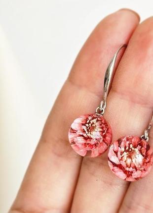 Зефірні сережки з квітами перловиці сакура подарунок на 8 березня дівчині (модель No 2897) glassyflowers9 фото