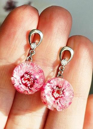 Розовые серьги с цветами жемчужницы сакура подарок на 8 марта девушке (модель № 2898) glassyflowers6 фото