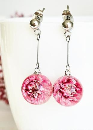 Розовые серьги с цветами жемчужницы сакура подарок на 8 марта девушке (модель № 2902) glassyflowers1 фото