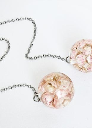 Сережки з квітами озотамнуса квіти в смолі подарунок на 8 березня дівчині (модель No 2904) glassy flowers